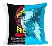 Fabulous Housse de Coussin à Sequin - Paillettes Turquoise Frenzy Alfred Hitchcock Cinéma Vintage [40 x 40 cm] Turquoise G