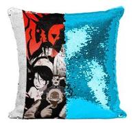 Fabulous Housse de Coussin à Sequin - Paillettes Turquoise Full Metal Alchemist Brotherhood Méchants [40 x 40 cm] Turquoise G