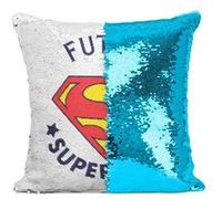 Fabulous Housse de Coussin à Sequin - Paillettes Turquoise Futur Superman [40 x 40 cm] Turquoise