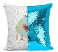 Fabulous Housse de Coussin à Sequin - Paillettes Turquoise Girls Protect The Planet [40 x 40 cm] Turquoise G