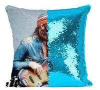 Fabulous Housse de Coussin à Sequin - Paillettes Turquoise Jaco Pastorius Jazzbass Vintage [40 x 40 cm] Turquoise G