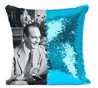 Fabulous Housse de Coussin à Sequin - Paillettes Turquoise Jacques et Bernadette Chirac [40 x 40 cm] Turquoise G
