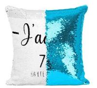 Fabulous Housse de Coussin à Sequin - Paillettes Turquoise J'Adore 74 Haute Savoie Departement Annecy [40 x 40 cm] Turquoise G