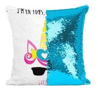 Fabulous Housse de Coussin à Sequin - Paillettes Turquoise J'M'En Fous Je Suis Une Licorne [40 x 40 cm] Turquoise G