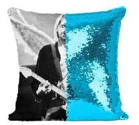 Fabulous Housse de Coussin à Sequin - Paillettes Turquoise Kurt Cobain Ange Nirvana [40 x 40 cm] Turquoise G