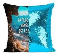 Fabulous Housse de Coussin à Sequin - Paillettes Turquoise La Plus Grande Révélation Est Le Silence Lao Tseu [40 x 40 cm] Turquoise G