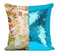 Fabulous Housse de Coussin à Sequin - Paillettes Turquoise La Reine Des Neiges Les Contes d'Andersen [40 x 40 cm] Turquoise G