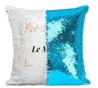 Fabulous Housse de Coussin à Sequin - Paillettes Turquoise Le Marié Cadre Floral [40 x 40 cm] Turquoise G