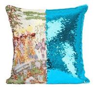 Fabulous Housse de Coussin à Sequin - Paillettes Turquoise Le Rossignol Les Contes d'Andersen [40 x 40 cm] Turquoise G