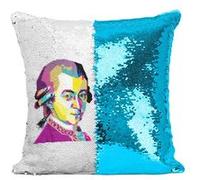 Fabulous Housse de Coussin à Sequin - Paillettes Turquoise Le Vrai Génie Sans Coeur Est Un Non-sens Mozart [40 x 40 cm] Turquoise G