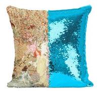 Fabulous Housse de Coussin à Sequin - Paillettes Turquoise Les Jardin du Paradis Les Contes d'Andersen [40 x 40 cm] Turquoise G