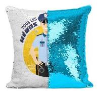Fabulous Housse de Coussin à Sequin - Paillettes Turquoise Les Vrais Héros - Policier Gendarme [40 x 40 cm] Turquoise G