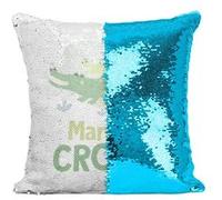 Fabulous Housse de Coussin à Sequin - Paillettes Turquoise Maman Croco Crocodile [40 x 40 cm] Turquoise G
