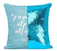 Fabulous Housse de Coussin à Sequin - Paillettes Turquoise Mandela Perds Gagne Francais Citation [40 x 40 cm] Turquoise G