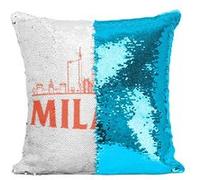 Fabulous Housse de Coussin à Sequin - Paillettes Turquoise Milano Minimalist Milan [40 x 40 cm] Turquoise G