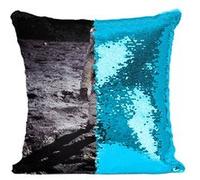 Fabulous Housse de Coussin à Sequin - Paillettes Turquoise Neil Armstrong Premier Pas Sur La lune [40 x 40 cm] Turquoise G