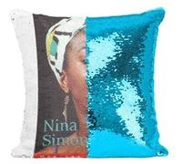 Fabulous Housse de Coussin à Sequin - Paillettes Turquoise Nina Simone Roman Gilles Leroy Couverture de Livre [40 x 40 cm] Turquoise G