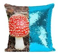Fabulous Housse de Coussin à Sequin - Paillettes Turquoise Petites Amanites Tue Mouche Champignon Rouge [40 x 40 cm] Turquoise G