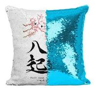 Fabulous Housse de Coussin à Sequin - Paillettes Turquoise Proverbe Fall Down 7 times [40 x 40 cm] Turquoise G