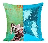 Fabulous Housse de Coussin à Sequin - Paillettes Turquoise Queen Freddie Mercury News of the World [40 x 40 cm] Turquoise G