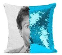 Fabulous Housse de Coussin à Sequin - Paillettes Turquoise Robin Williams Portrait Comedie [40 x 40 cm] Turquoise G