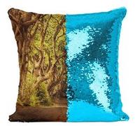 Fabulous Housse de Coussin à Sequin - Paillettes Turquoise Route traverse une Foret Tortueuse [40 x 40 cm] Turquoise G