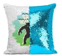 Fabulous Housse de Coussin à Sequin - Paillettes Turquoise Space Invaders Alien [40 x 40 cm] Turquoise G
