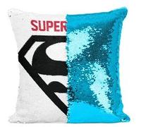 Fabulous Housse de Coussin à Sequin - Paillettes Turquoise Super Papa Rouge Logo Super Héros [40 x 40 cm] Turquoise G