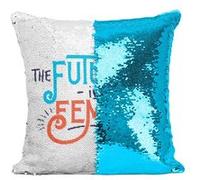 Fabulous Housse de Coussin à Sequin - Paillettes Turquoise The Future is Female [40 x 40 cm] Turquoise G
