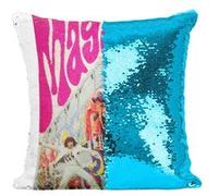 Fabulous Housse de Coussin à Sequin - Paillettes Turquoise the Who Magic Bus Rock [40 x 40 cm] Turquoise G