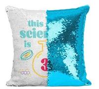 Fabulous Housse de Coussin à Sequin - Paillettes Turquoise This Mad Scientist is 3 [40 x 40 cm] Turquoise G