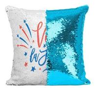 Fabulous Housse de Coussin à Sequin - Paillettes Turquoise Vive La france [40 x 40 cm] Turquoise G