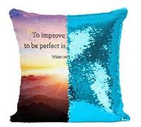 Fabulous Housse de Coussin à Sequin - Paillettes Turquoise Winston Churchill To Improve Citation [40 x 40 cm] Turquoise G