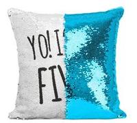 Fabulous Housse de Coussin à Sequin - Paillettes Turquoise Yo! I'm Five [40 x 40 cm] Turquoise G