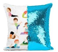 Fabulous Housse de Coussin à Sequin - Paillettes Turquoise Yoga Enfants Posture Hatha Yoga [40 x 40 cm] Turquoise G