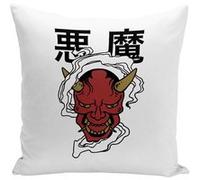 Fabulous Housse de coussin blanc Akuma Démon Japonais [40x40 cm] Blanc G