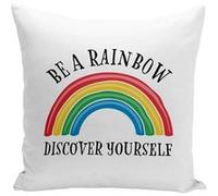 Fabulous Housse de coussin blanc Be a Rainbow Discover Yourself [40x40 cm] Blanc G