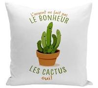 Fabulous Housse de coussin blanc Cactus - L'argent ne Fait Pas le Bonheur [40x40 cm] Blanc G