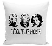 Fabulous Housse de coussin blanc J'écoute les morts Bach Mozart Beethoven [40x40 cm] Blanc G