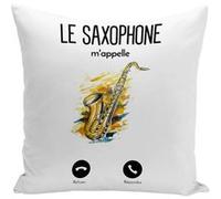 Fabulous Housse de coussin blanc Le Saxophone M'Appelle [40x40 cm] Blanc G