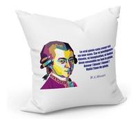 Fabulous Housse de coussin Blanc Le Vrai Génie Sans Coeur Est Un Non-sens Mozart [40x40 cm] Blanc G