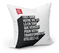 Fabulous Housse de coussin Blanc Ram Dass Citation Vie [40x40 cm] Blanc G