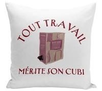Fabulous Housse de coussin blanc Tout Travail Mérite Son Cubi [40x40 cm] Blanc G