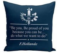 Fabulous Housse de coussin bleu François Hollande - Discours en Anglais [40x40 cm] Bleu G