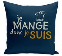 Fabulous Housse de coussin bleu Je Mange donc je Suis [40x40 cm] Bleu G