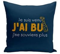 Fabulous Housse de coussin bleu Je suis venu, J'ai bu [40x40 cm] Bleu G
