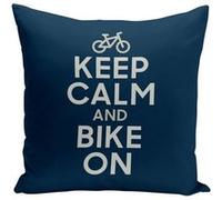 Fabulous Housse de coussin bleu Keep Calm and Bike On [40x40 cm] Bleu G
