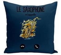 Fabulous Housse de coussin bleu Le Saxophone M'Appelle [40x40 cm] Bleu G