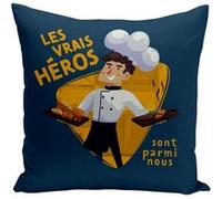 Fabulous Housse de coussin bleu Les Vrais Héros - Cuisinier Chef Commis [40x40 cm] Bleu G