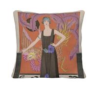 Fabulous Housse de Coussin en Lin - Art Deco Dame et Phoenix Mode Elegant Art Deco Fashion Sleek - 40 x 40 cm